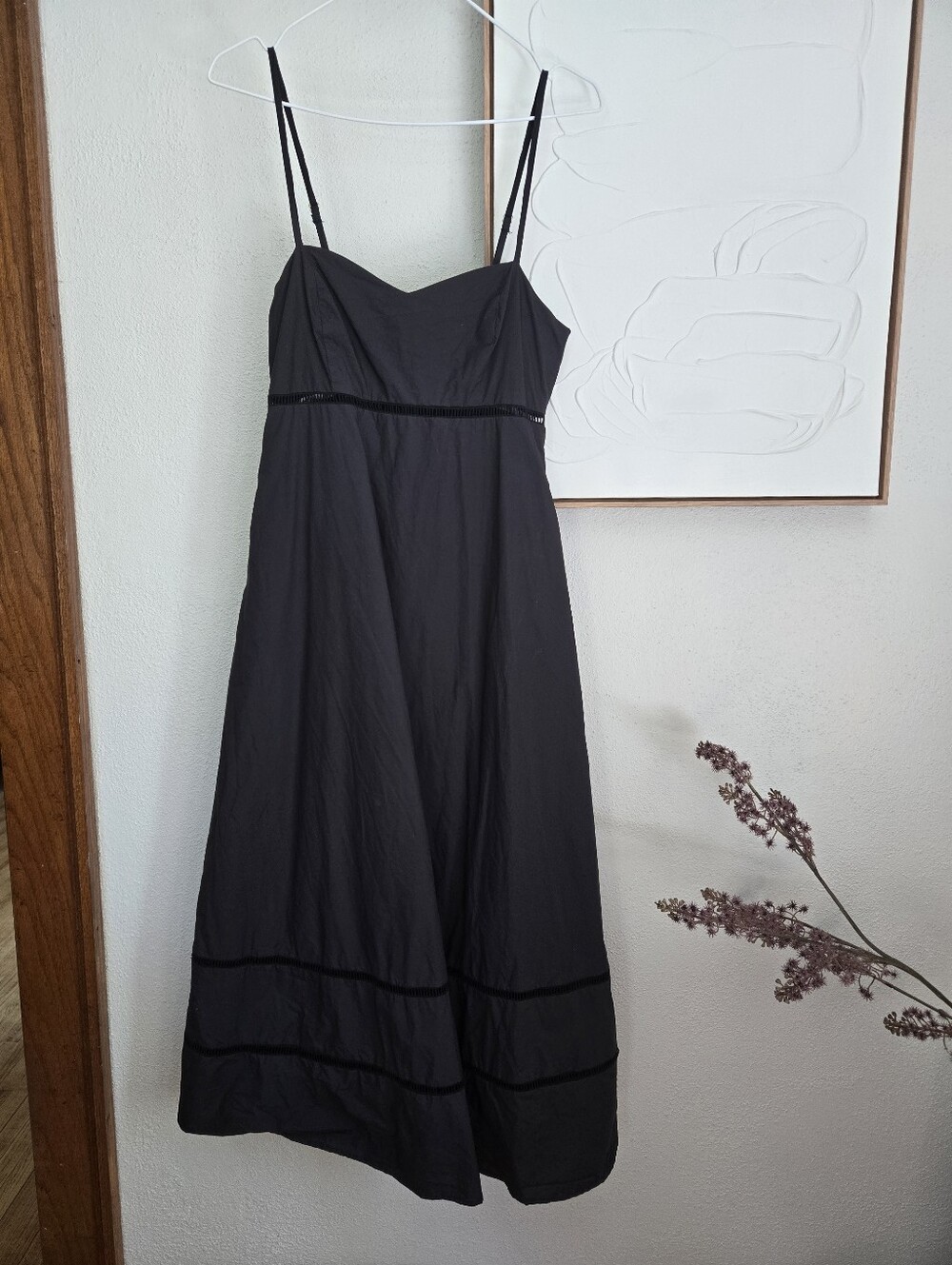 Black Spaghetti-Strap Midi Dress